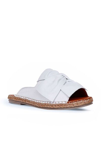 Bueno Shoes 01wn1632 Μοντέλο Λευκές Δερμάτινες Γυναικείες Παντόφλες Espadrille