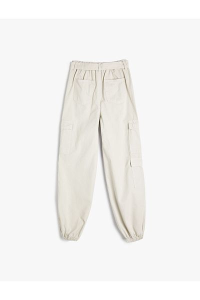 Koton Parachute Pants with Cargo Pockets and Belted Cotton