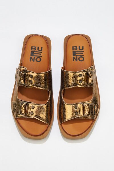 Bueno Shoes Bronz Parlak Deri Kadın Düz Terlik 01wu3307