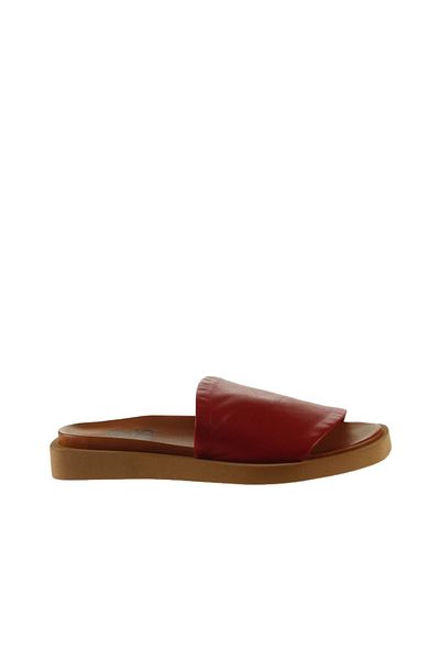 Bueno Shoes Papuci plati din piele rosie pentru femei - 01wq9103