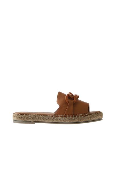 Bueno Shoes Ταν Δερμάτινες Γυναικείες Παντόφλες Espadrille 01ws1821