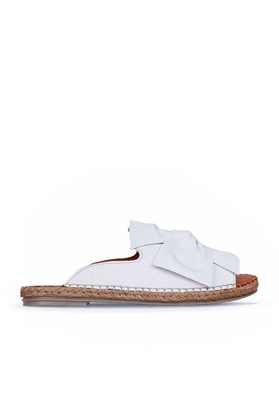 Bueno Shoes 01wn1632 Μοντέλο Λευκές Δερμάτινες Γυναικείες Παντόφλες Espadrille