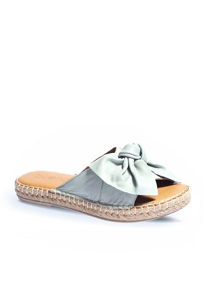 BUENO Papuci espadrile de damă din piele albastră - 01wl4605