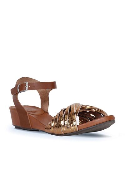 Bueno Shoes Sandale cu toc pentru femei din piele strălucitoare - Bronz 01wl6800