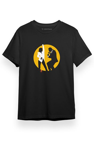 Tshirthane Pulp Fiction Circle Dance Μίνιμαλ Μαύρο κοντομάνικο ανδρικό μπλουζάκι