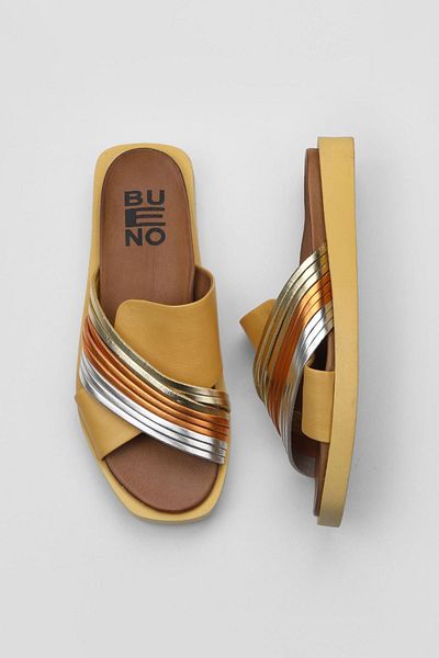 Bueno Shoes Papuci de damă galbeni din piele multiplă - 01wu3315