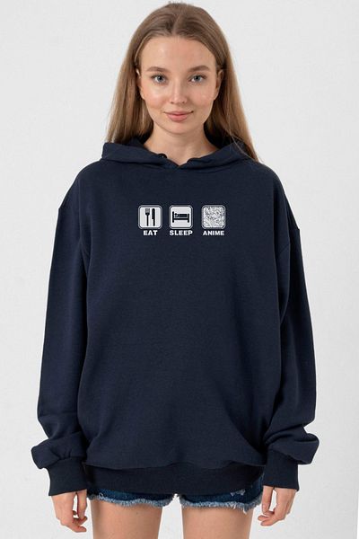 Tshirthane Eat Sleep Anime Navy Blue Women's 3ip Hoodie