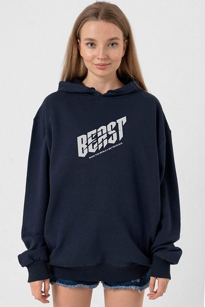 Tshirthane Mr Beast Make The World Navy Blue Women's 3ip Hoodie