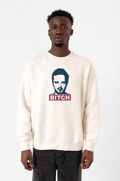 Tshirthane Мъжки суитшърт 2ip с логото на Джеси Пинкман и кучката в цвят екрю