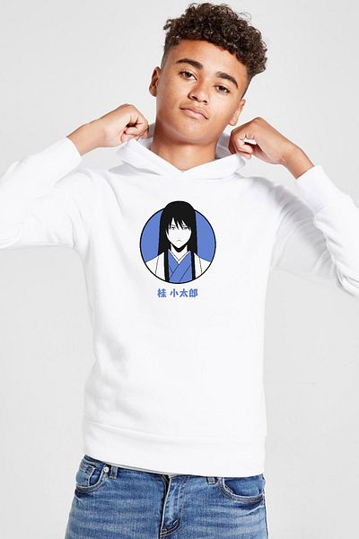Tshirthane Φούτερ Gintama Anime Kotaro Minimal White Παιδικό φούτερ με κουκούλα 3 κορδονιών