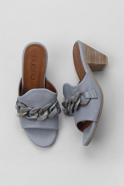 Bueno Shoes Papuci de damă din piele albastră cu toc - 01wu11300