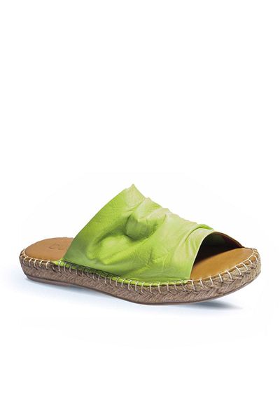 BUENO Shoes Yeşil Deri Kadın Espadril Terlik 01wl4617