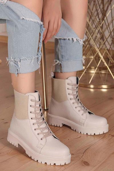KOCAMANLAR Feles Ankle Elastic Γυναικείες Μπότες Μπεζ