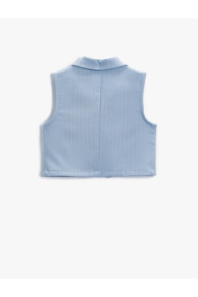 Koton Vestă crop cu guler dublu - Detaliat cu nasturi