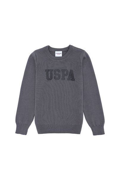 U.S. Polo Assn. Boy's Gray Melange Crew Neck Knitwear Sweater 50260600 -Vr109