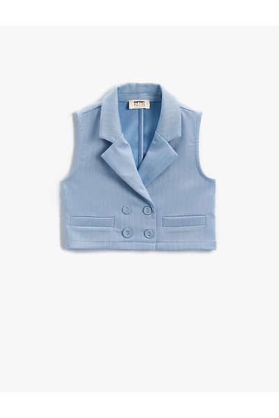 Koton Vestă crop cu guler dublu - Detaliat cu nasturi