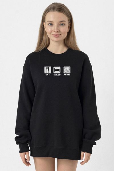 Tshirthane Eat Sleep Anime Black Women's 2ip Sweatshirt