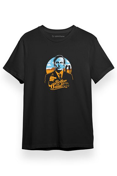 Tshirthane Ανδρικό μπλουζάκι Better Call Saul Blue Orange Μαύρο κοντομάνικο
