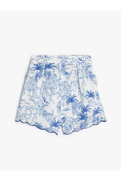 Koton Printed Shorts Skirt - Elastic Waist