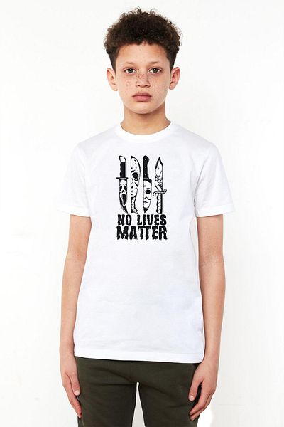Tshirthane Horror Knifes No Live Matter Tricou alb pentru copii