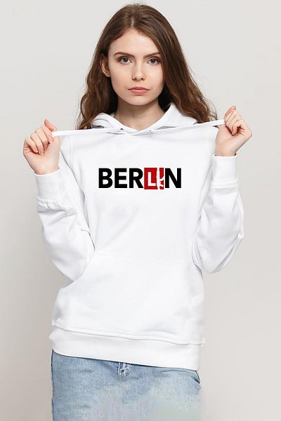 Tshirthane La Casa De Papel Berlin White Women's 3ip Hooded Sweatshirt
