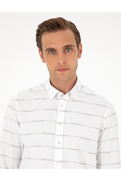 Pierre Cardin Μπεζ εφαρμοστό Μακρυμάνικο πουκάμισο 50296902-VR011