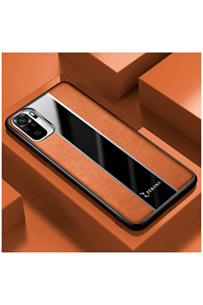 Zebana Xiaomi Redmi Note 10S Uyumlu Kılıf Premium Deri Kılıf Kahverengi