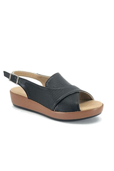 Kids Club Shoes Ayakdaş 5513 Žene Ravan đon Sandale CRNA