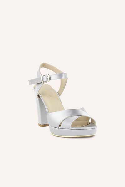 MARCATELLI Sandale cu toc Lindon din satin argintiu