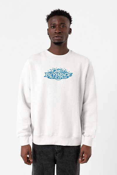 Tshirthane Λευκό ανδρικό φούτερ Beyblade Logo 2ip