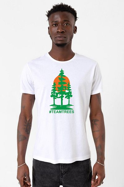 Tshirthane Ανδρικό ποδηλατικό μπλουζάκι Mr Beast Team Trees White
