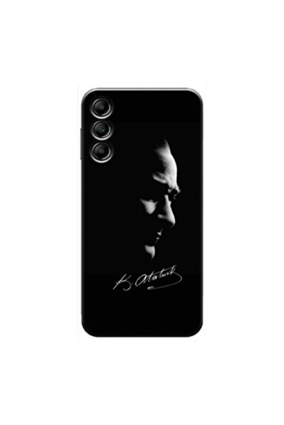 Zebana Samsung Galaxy A24 Uyumlu Kılıf Mustafa Kemal Atatürk Black Silikon Kı...