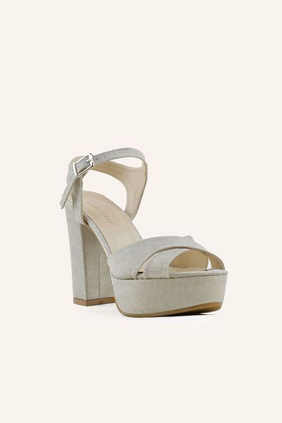 MARCATELLI Champagne Glitter Lindon Platform Heeled Sandals