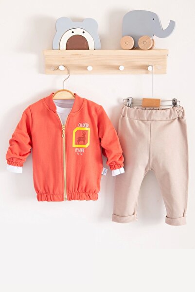 Generic Brand 3-Piece Baby Boy Set with Deer Patterned Cardigan