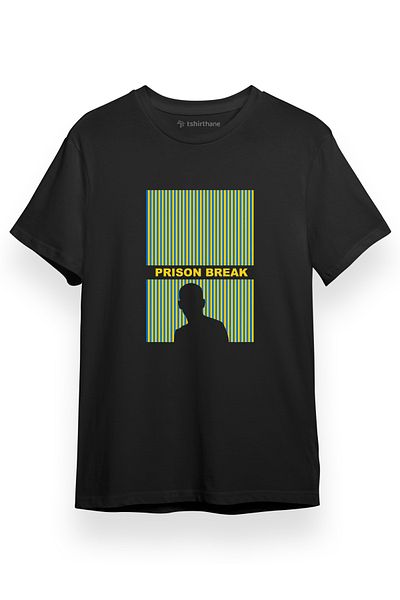 Tshirthane Ανδρικό μπλουζάκι Prison Break Long Black κοντομάνικο