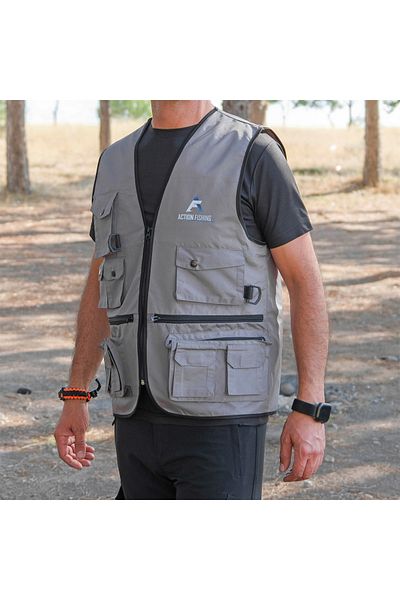 SAVEX Gray Action Multi-Pocket Four Seasons Outdoor Sports Vest