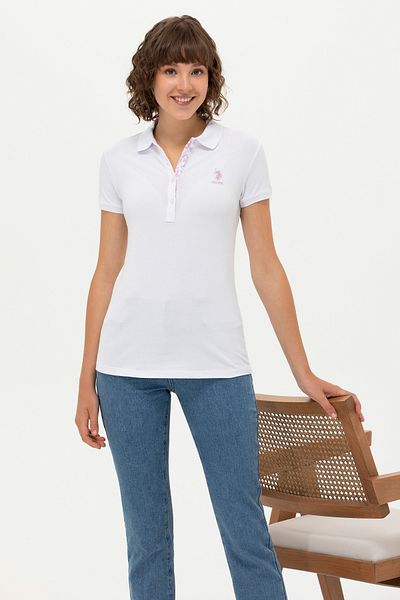 U.S. Polo Assn. Γυναικείο λευκό μπλουζάκι με γιακά πόλο Basic 50262698-vr013