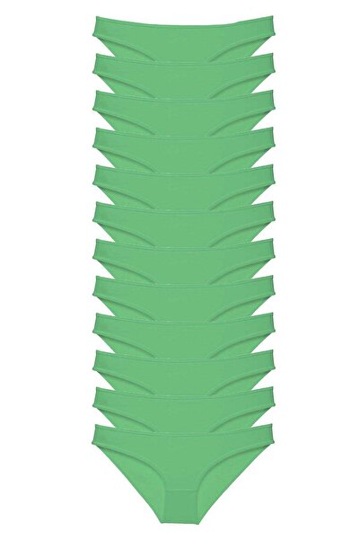 CT STONES 12 Pieces Super Eco Set Lycra Women's Slip Panties Green