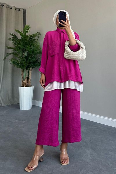 HAZA MODA Bellows Pocket Set Plum