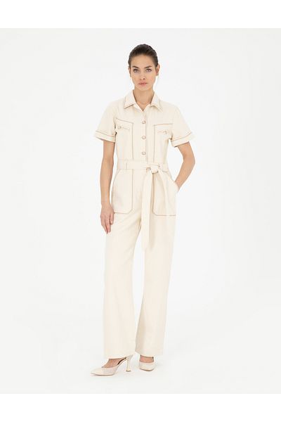 Pierre Cardin Cream Woven Jumpsuit 50289656 -Vr071