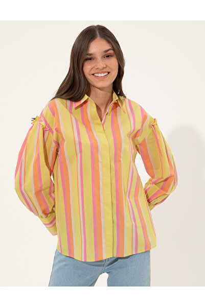 Pierre Cardin Yeşil Çizgili Comfort Fit Uzun Kollu Gömlek 50247501-VR087