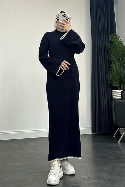 Şule Giyim Rochie tricotată Zeynep albastru bleumarin
