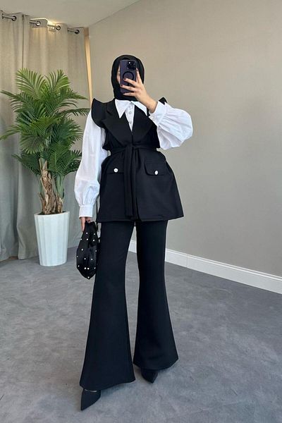 Şule Giyim Hürrem Vest Suit Black