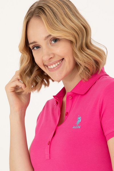 U.S. Polo Assn. Fuchsia Women's Polo Collar T-Shirt -50262716-VR023