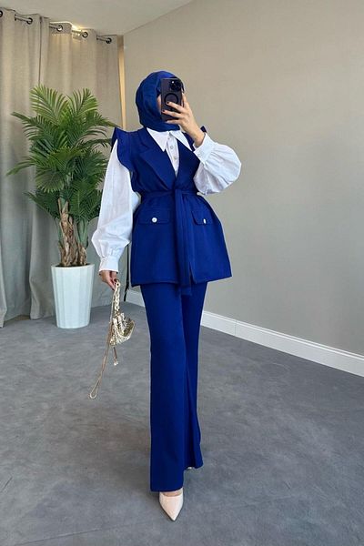 Şule Giyim Hürrem Vest Set Saks