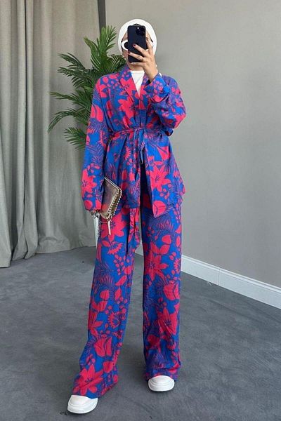 Şule Giyim Miraç Viscose Set Blue