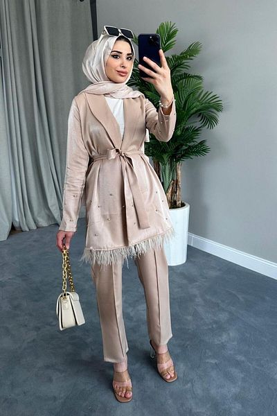 Şule Giyim Beige Hera Suit Set
