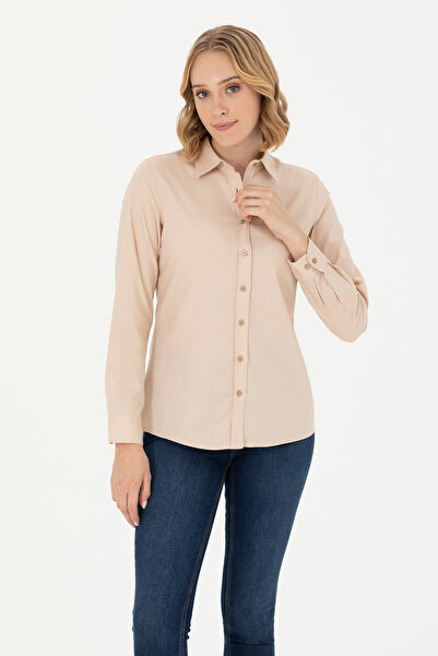 U.S. Polo Assn. Γυναικείο μακρυμάνικο πουκάμισο Camel Basic 50262849-VR015