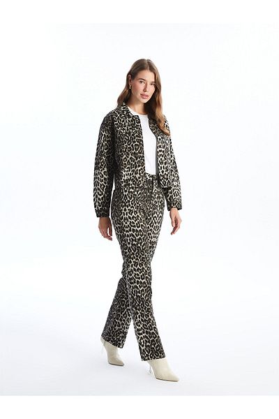 LC Waikiki Spodnie jeansowe damskie Lcwk Leopard Print Straight Fit
