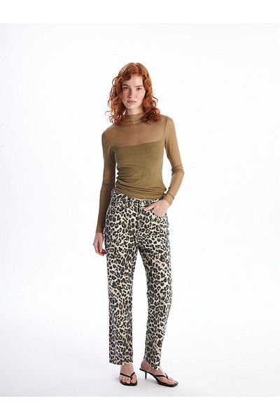 LC Waikiki Lw - Leopard Patterned Straight Fit Women's Jean Trousers